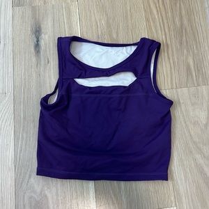 Purple buff bunny cropped workout cami